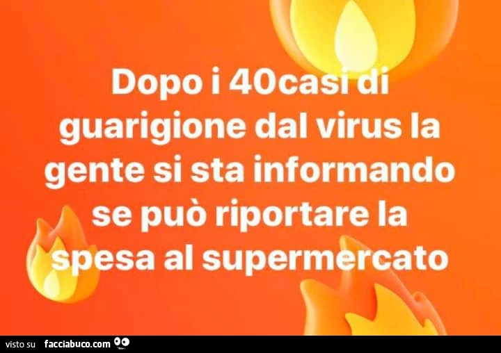 Dopo i 40 casi di guarigione dal virus la gente si sta informando se può riportare la spesa al supermercato