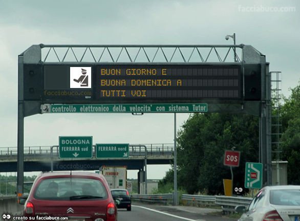 Buon giorno e buona domenica a tutti voi