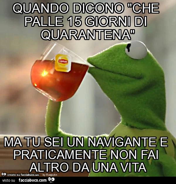 Quando dicono "che palle 15 giorni di quarantena" ma tu sei un navigante e praticamente non fai altro da una vita