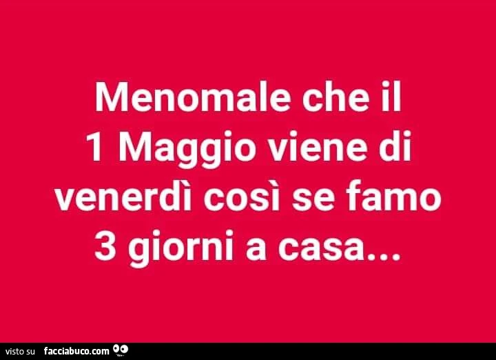Menomale che il 1 maggio viene di venerdì così se famo 3 giorni a casa