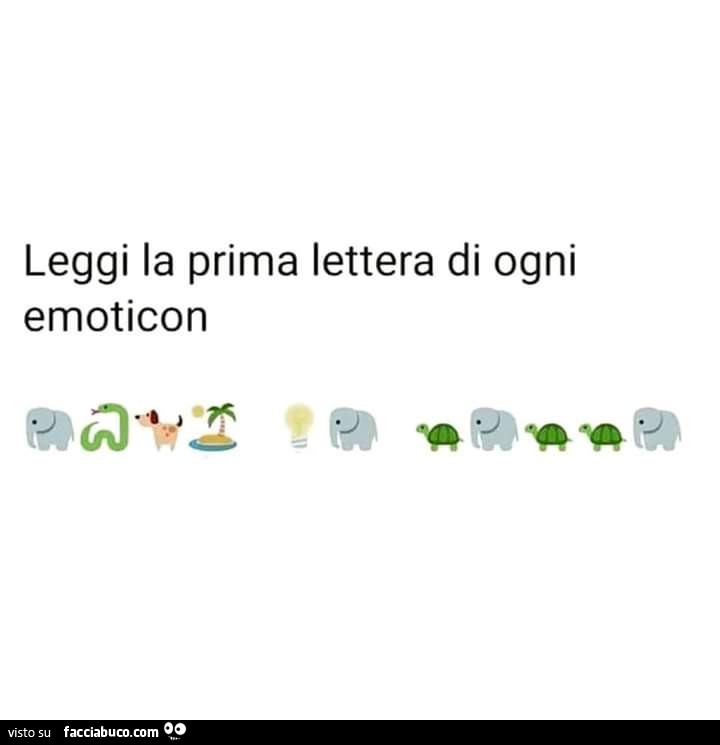 Leggi la prima lettera di ogni emoticon