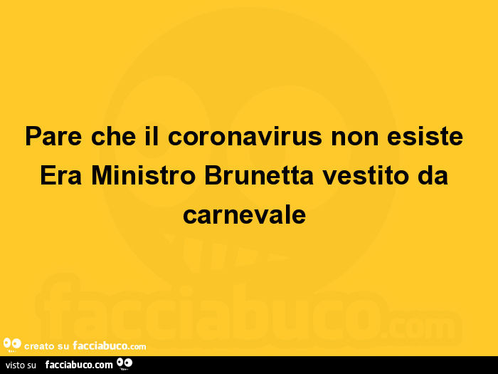 Pare che il coronavirus non esiste era ministro brunetta vestito da carnevale
