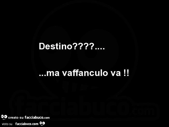Destino? &hellip; Ma vaffanculo va