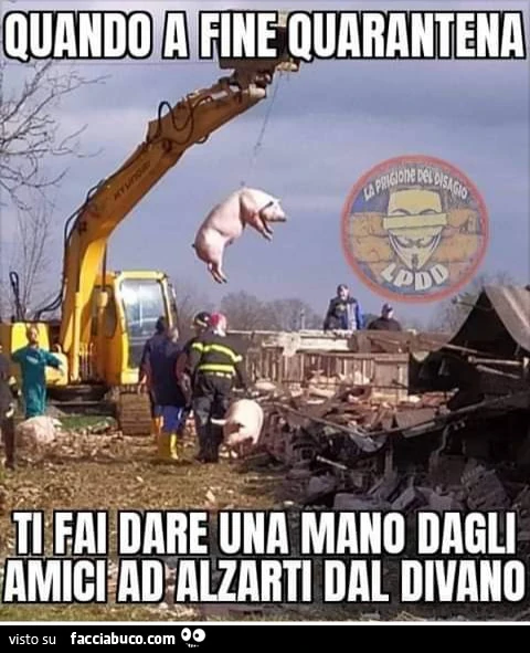 Quando a fine quarantena ti fai dare una mano dagli amici ad alzarti divano