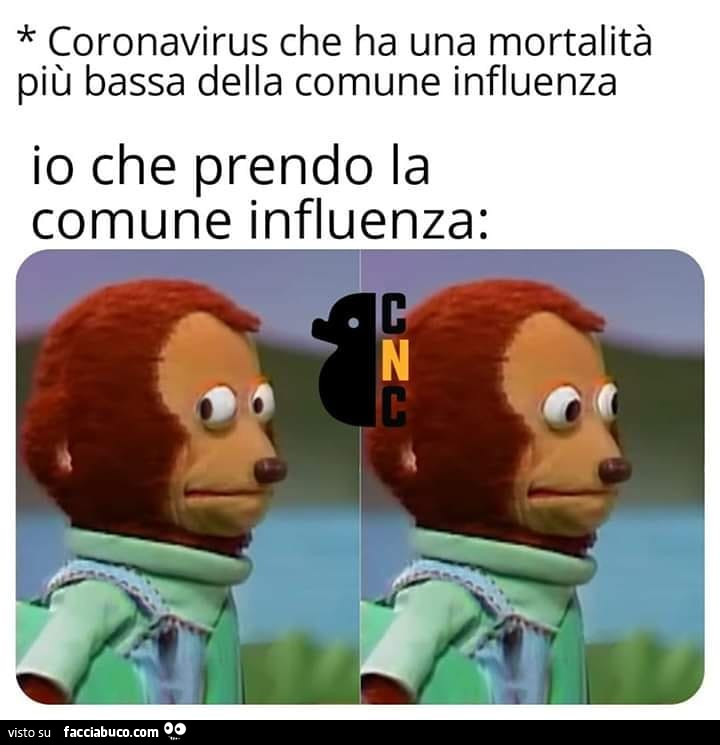 Coronavirus che ha una mortalità più bassa della comune influenza. Io che prendo la comune influenza