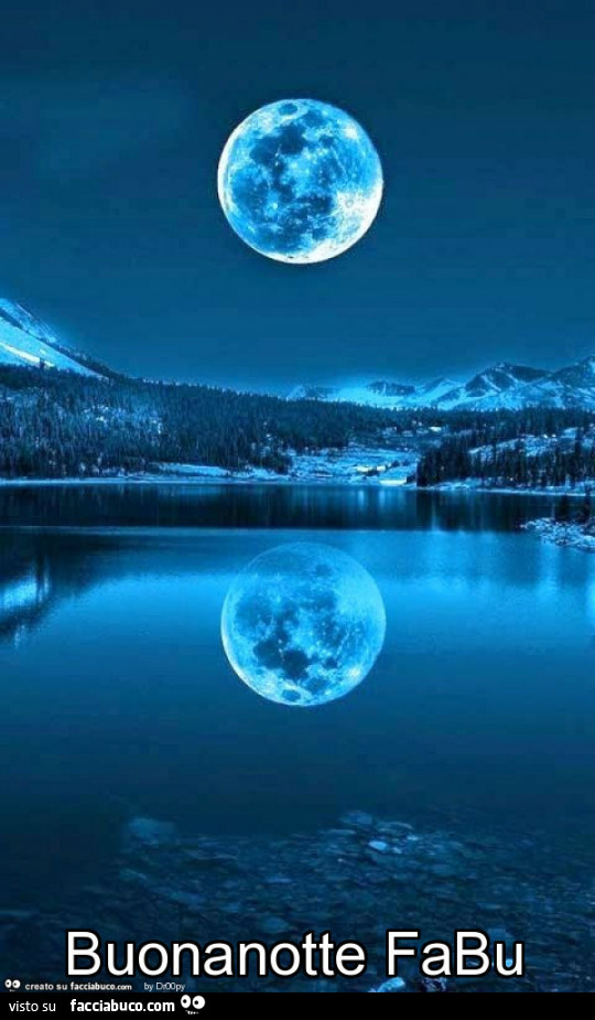 Luna riflessa sul lago. Buonanotte fabu