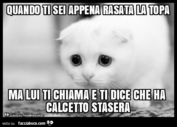 Quando ti sei appena rasata la topa ma lui ti chiama e ti dice che ha calcetto stasera