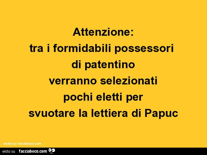 Attenzione: tra i formidabili possessori di patentino verranno selezionati pochi eletti per svuotare la lettiera di papuc