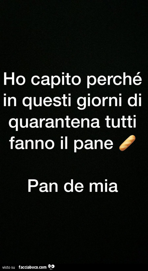 Ho capito perché in questi giorni di quarantena tutti fanno il pane. Pan de mia