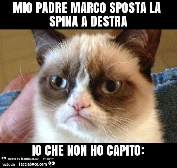 Mio padre marco sposta la spina a destra io che non ho capito