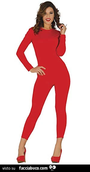 Donna in tutina rossa aderente