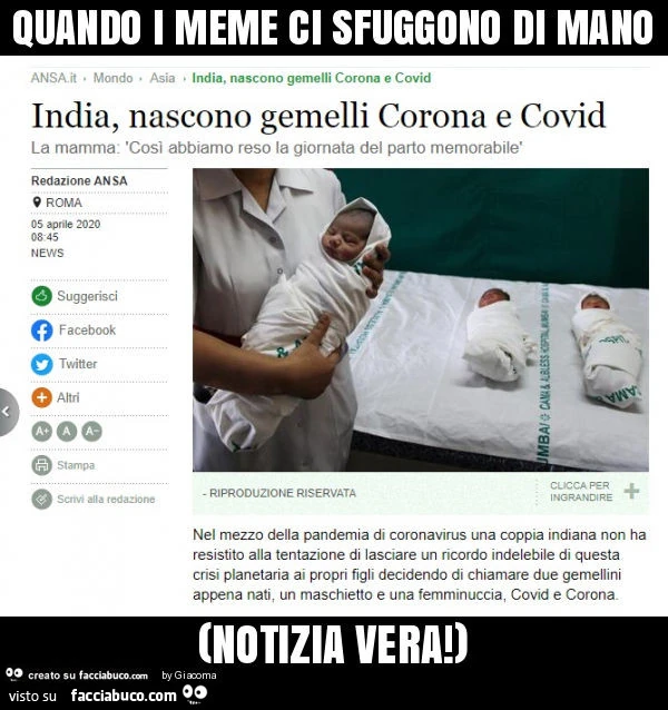 Quando i meme ci sfuggono di mano (notizia vera! )