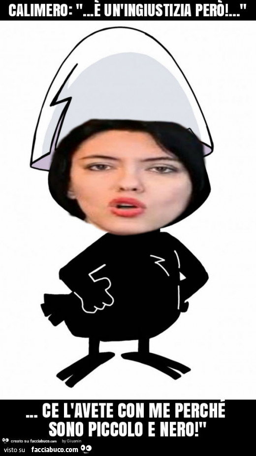 Calimero: "… è un'ingiustizia però! … "… ce l'avete con me perché sono piccolo e nero! "