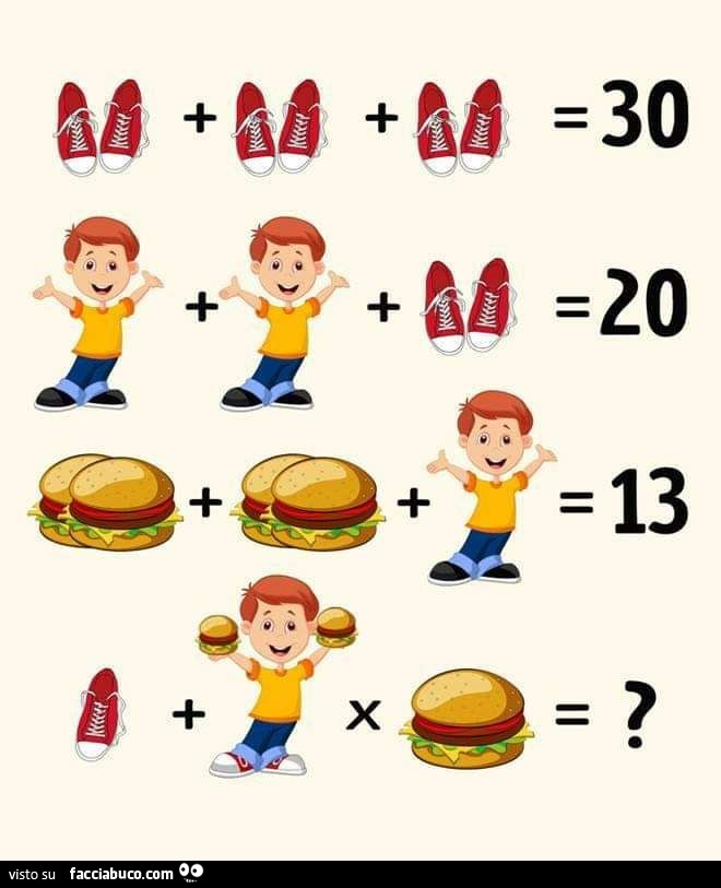 Giochino matematico, scarpe bimbo panino