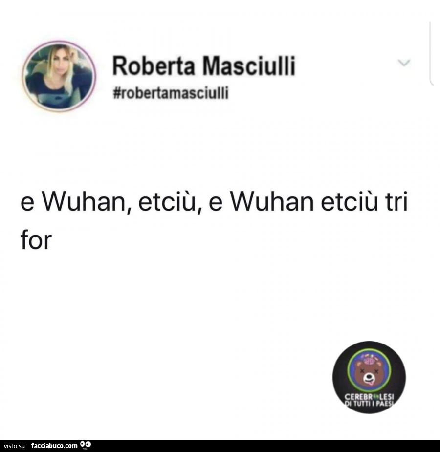 E wuhan, etciù, e wuhan etciù tri for