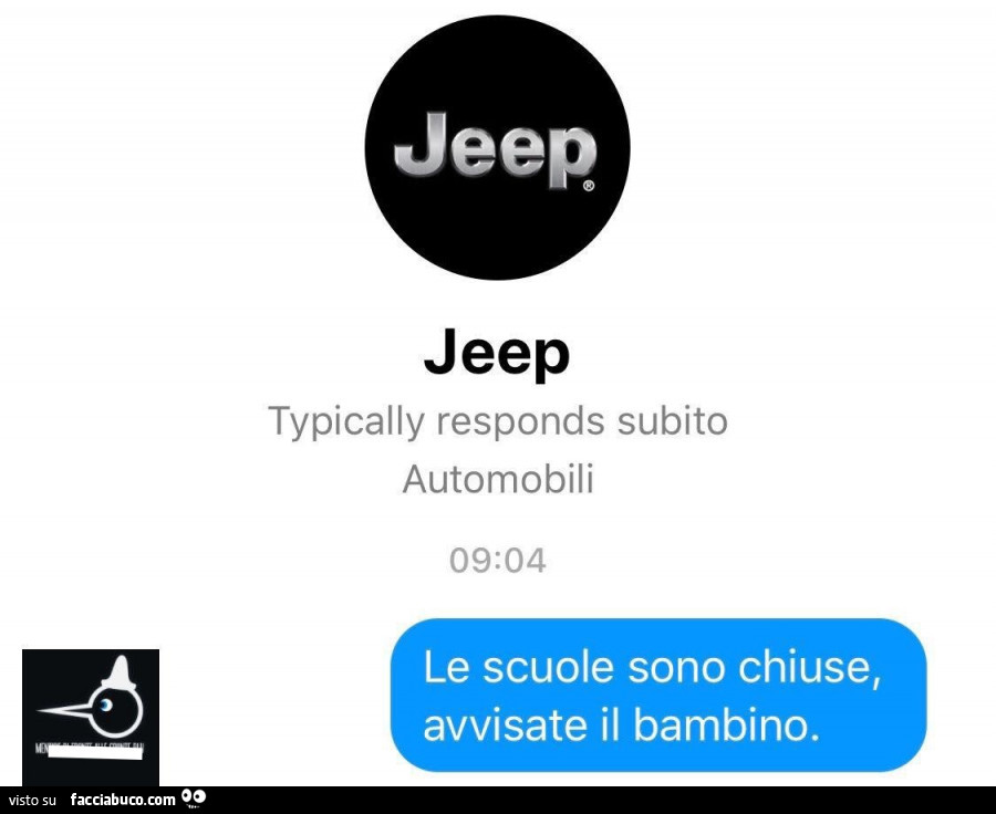 Jeep. Le scuole sono chiuse, avvisate il bambino