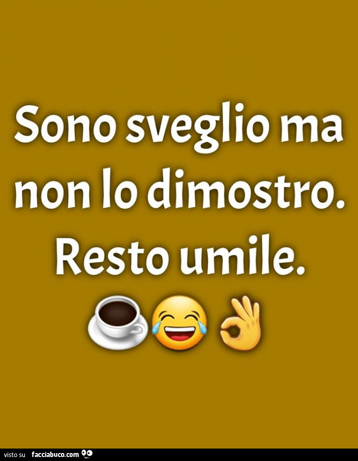 Sono sveglio ma non lo dimostro. Resto umile
