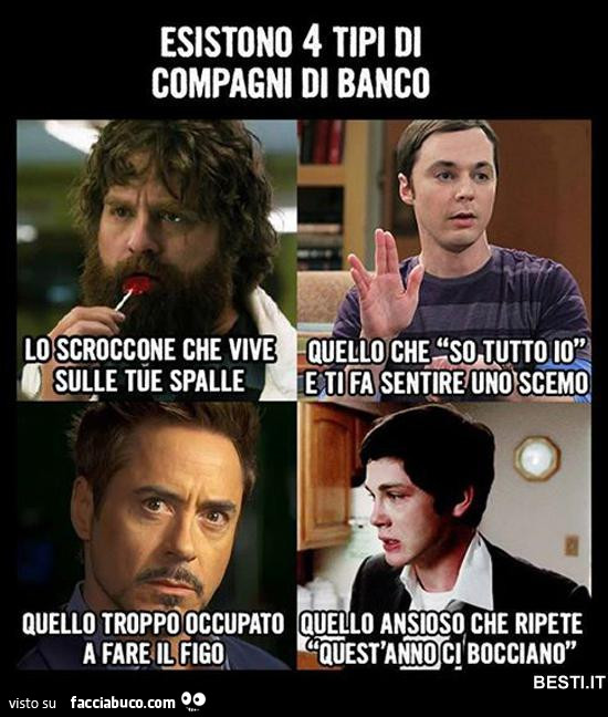Esistono 4 tipi di compagni di banco