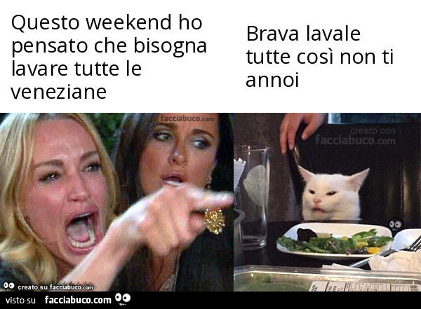 Questo weekend ho pensato che bisogna lavare tutte le veneziane. Brava lavale tutte così non ti annoi