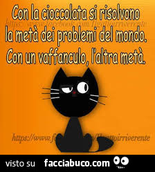 Con la cioccolata si risolvono la metà dei problemi del mondo. Con un vaffanculo l'altra metà