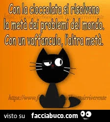 Con la cioccolata si risolvono la metà dei problemi del mondo. Con un vaffanculo l'altra metà